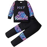 NUBEEHOHO Girls Fall Winter Outfits Cartoon Animal Long Sleeve Crewneck Sweatshirt Top+Sweatpant 2 Piece Clothing Set 3-9T