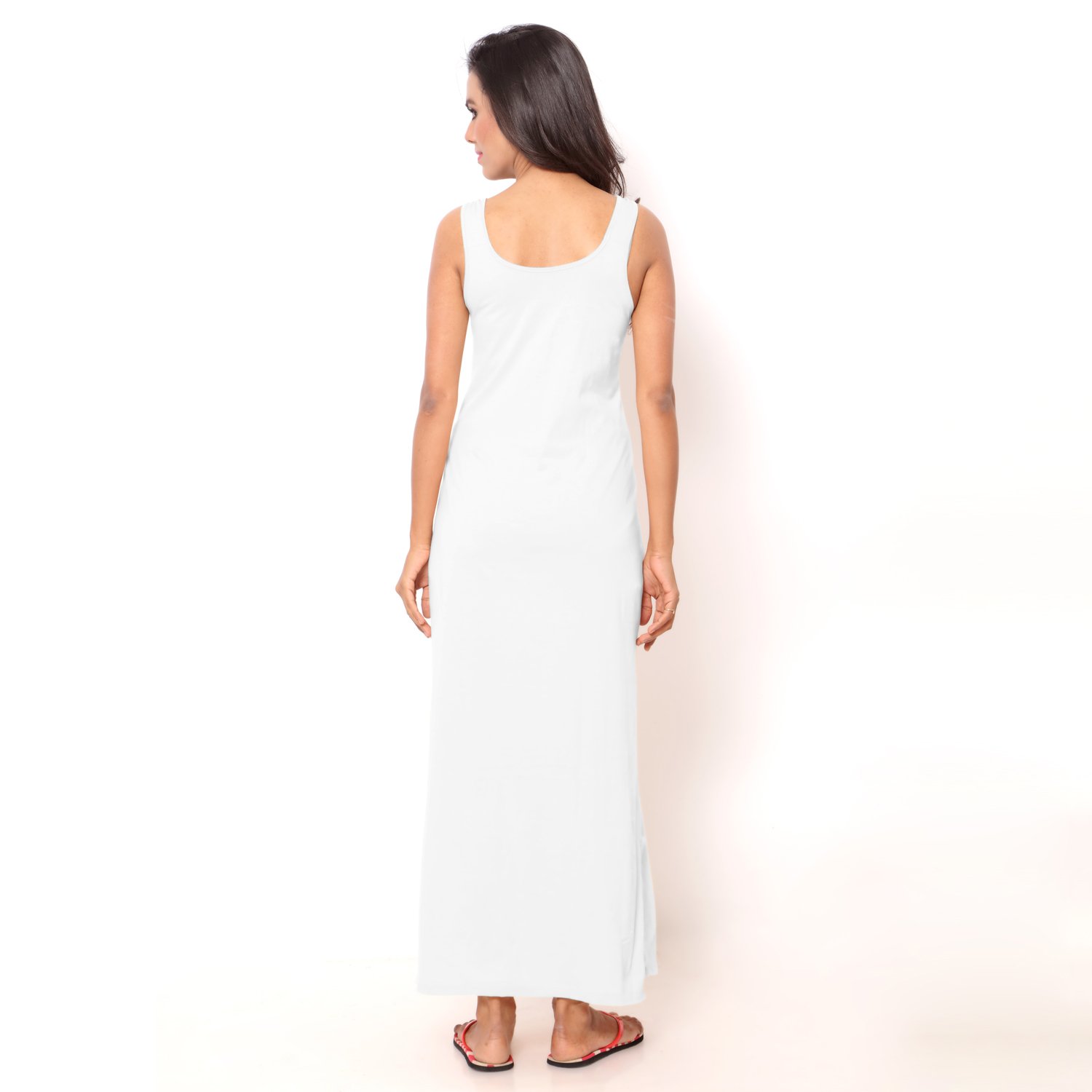 ziya women's cotton sleeveless nighty (white, free size)