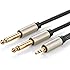 UGREEN Gold Plated 3.5mm 1/8" TRS to 6.35mm 1/4" TS Mono Y-Cable Splitter Cord for iPhone, iPod, Computer Sound Cards, CD Players, Multimedia Speakers and Home Stereo Systems