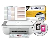 VersaCheck HP Deskjet 2755 MX MICR All-in-One Check Color Printer Gold Check Printing Software Bundle, White (2755MX)