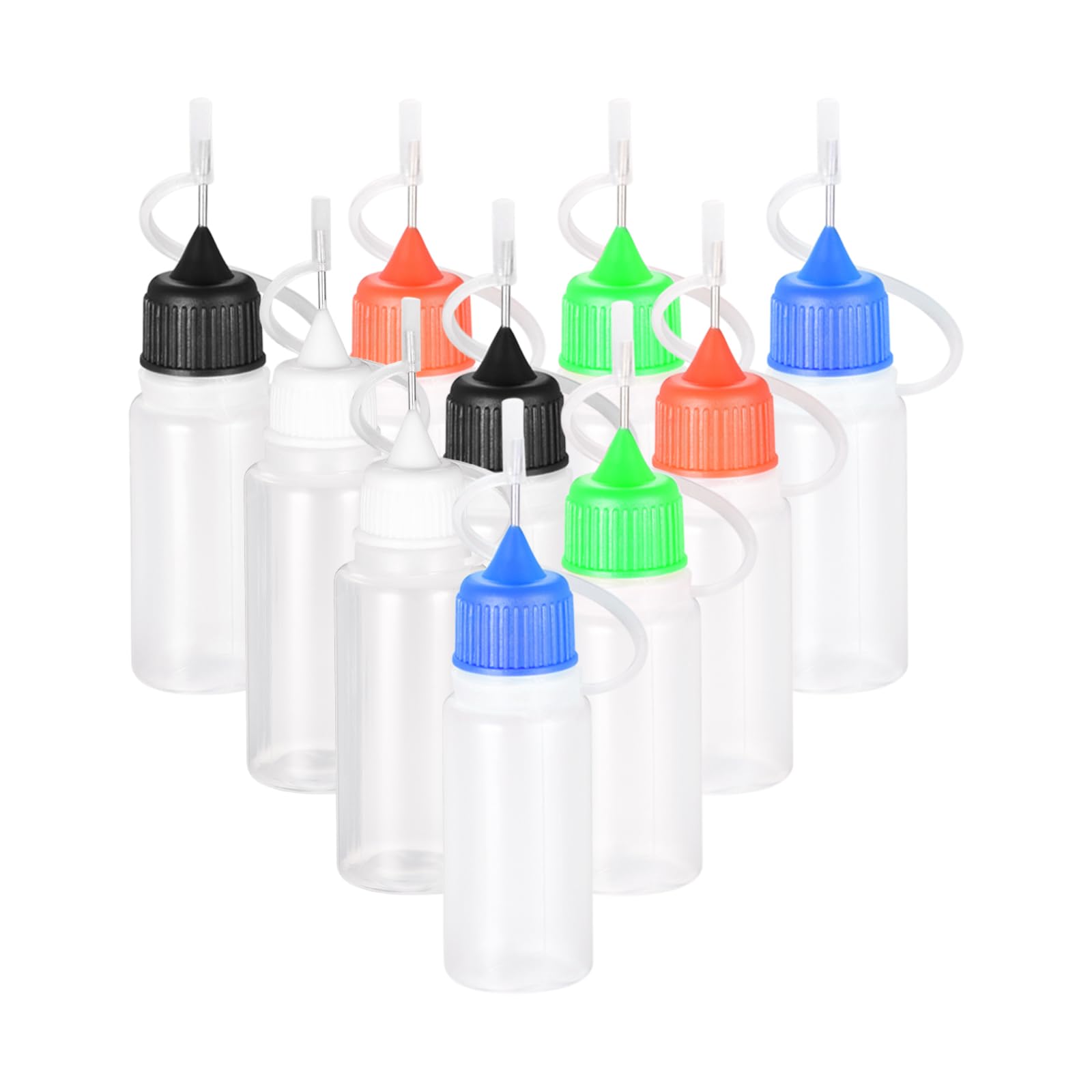 YOKIVE 10 Pcs Needle Tip Bottles, Needles Precision Tip Applicator, Squeeze Bottle with Storage Caps, Great for DIY Quilling Craft (10ml, 5 Colors)