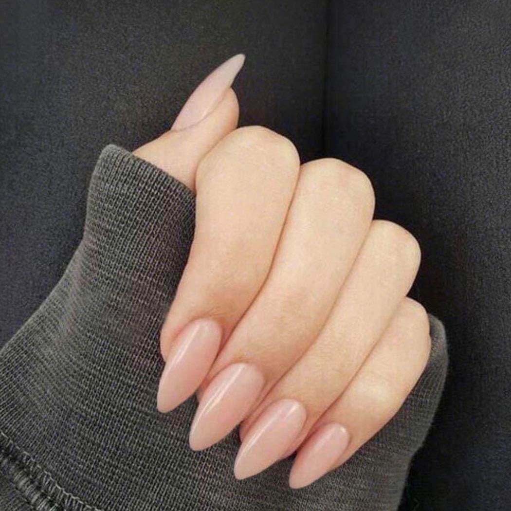 Taktik Glossy Short Stiletto False Nails with Press on Gel Full Coverage Acrylic Fake Nails Reusable Daily for Women and Girls 24 PCs
