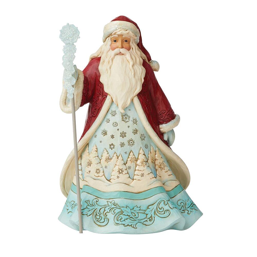 Enesco Jim Shore Heartwood Creek Wonderland Santa with Snowflakes Figurine 6009485, 10.24 in H x 5.31 in W x 7.09 in L