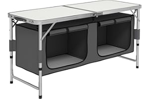 Outsunny Outdoor Aluminum Folding Picnic Table Height Adjustable with Storage Organizer BBQ Camping
