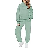 Zaclotre Girls Sweatsuit 2 Piece Outfits Fall Winter Fleece Half Zip Thumb Hole Sweatshirts and Sweatpants Joggers Set