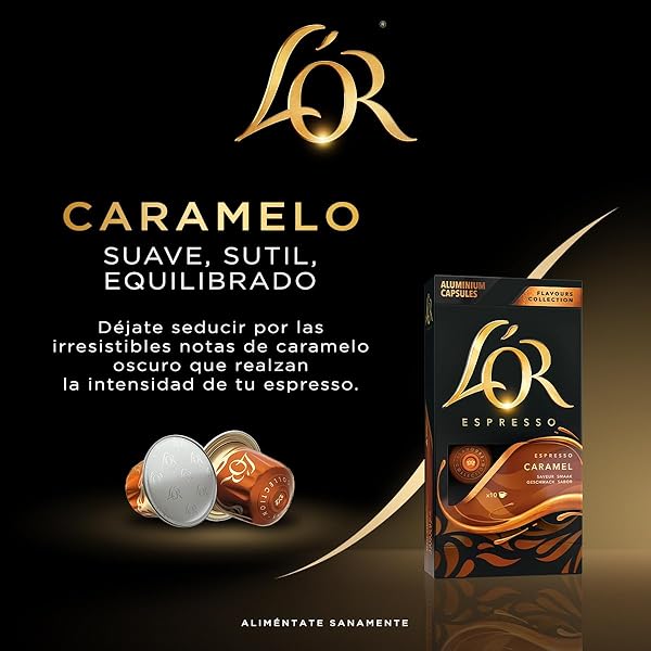 L’OR ESPRESSO CAPSULES, 10 COUNT CARAMEL, SINGLE-SERVE ALUMINUM COFFEE CAPSULES COMPATIBLE WITH THE L’OR BARISTA SYSTEM & *NESPRESSO ORIGINAL MACHINES, 10 COUNT (PACK OF 1)