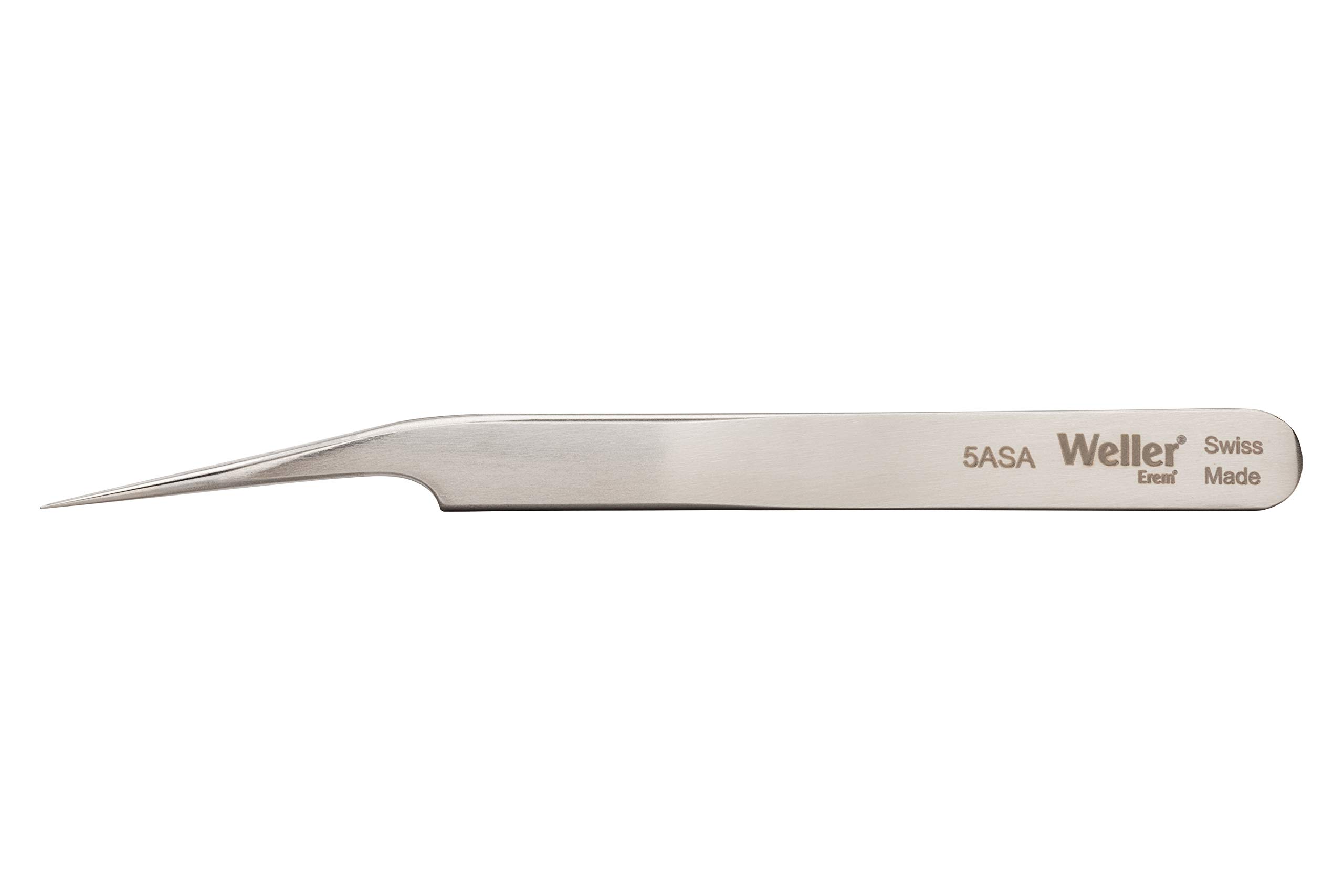 Weller Erem 5ASA Precision Tweezers, Lightly Curved 15°, Relieved