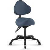 Ergonomic Saddle Chair with Back Support, Adjustable Rolling Stool | Aluminum Base &middot; Adjustable Backrest &middot; PU Casters &middot; 400 lb Capacity &middot; Dental, Salon, Spa &amp; Office