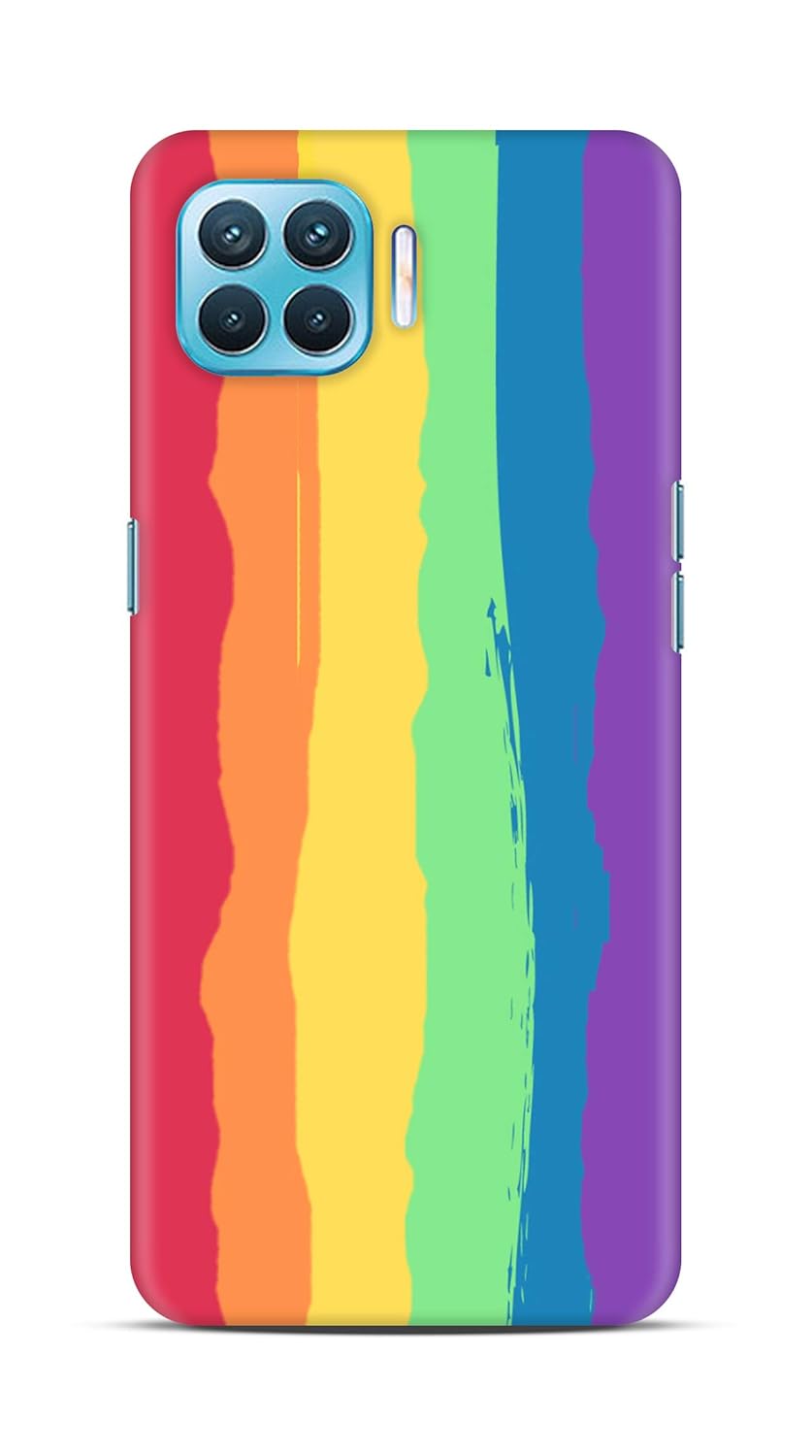 Shengshou Mobile Plastic Back Cover for Oppo F17 Pro Wave Rainbow