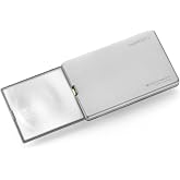Eschenbach EasyPOCKET LED Pocket Magnifier, 3X, Silver, 86 x 54 mm, 8D | Credit-card-sized slide-out lens with automatic LED light; aspheric hybrid PXM optics provide clear reading on the go