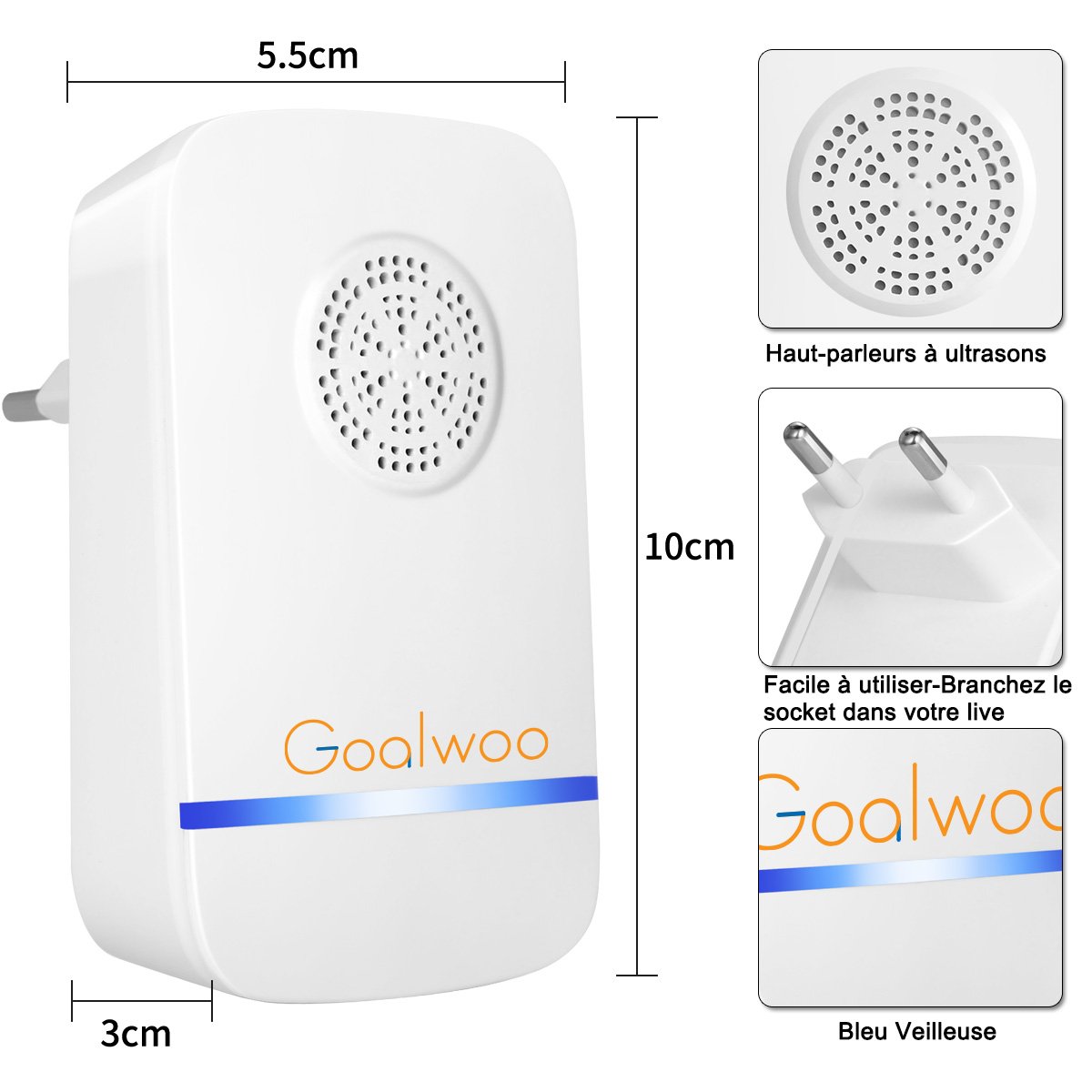 Goalwoo - Repelente electrónico de parásitos por ultrasonidos - 2 ...