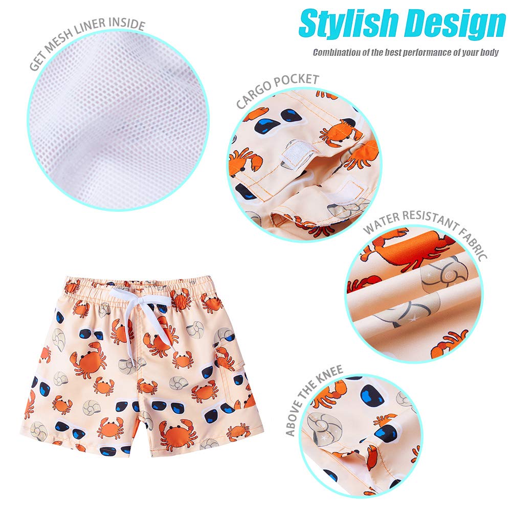 Vogseek Pantalones Cortos Kids\'Pants Playa natación Troncos Cordones Rayas Shorts Playera Impresa de Color Caqui/Naranja
