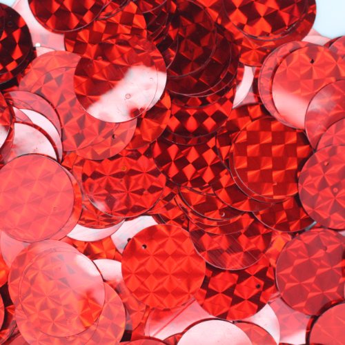 20mm Flat Round SEQUIN PAILLETTES ~ RED Prism Multi Reflective ~ Loose sequins for embroidery, bridal, applique, arts, crafts, and embellishment. Made in USA.