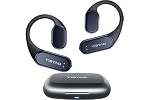 Yistao True Bone Conduction Headphones, Open Ear Earbuds with Ear Hooks, Up to 60 Hours Playtime with Charging Case, Bluetooth 5.3, IP68 Waterproof, for Running, Yoga, Gym, Sports