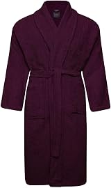 Adore Home 100% Cotton Terry Towelling Shawl Collar Bathrobe Large Aubergine view 1
