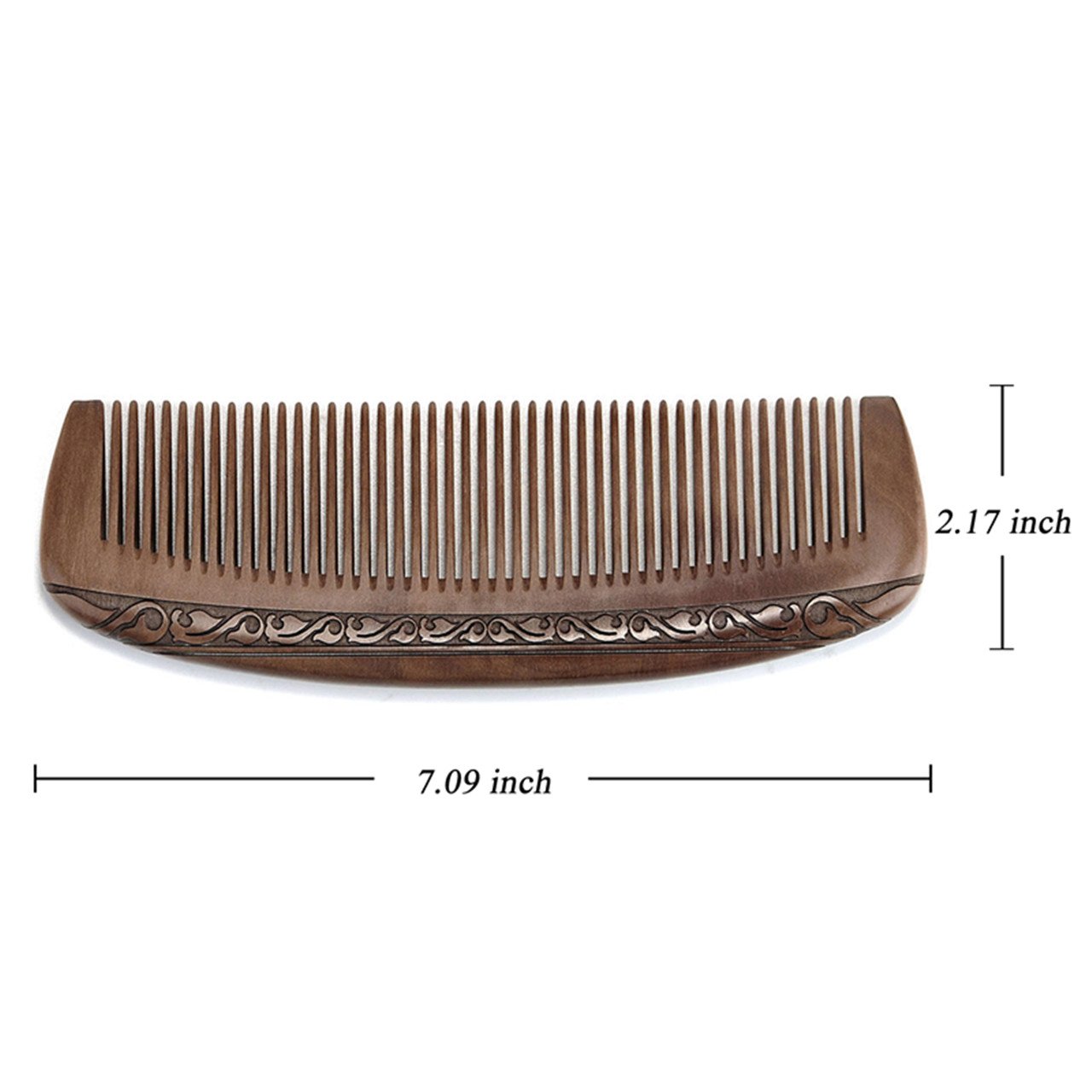 CCbeauty Handmade Peach Wood Comb Anti-Static Moon Shaped Hair Care Comb and Rounded Handle Wooden Comb Fine Tooth Comb Set