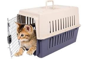 KARMAS PRODUCT Small Plastic Cat & Dog Carrier Cage Portable Pet Box Airline Approved Pet Kennel 16.5lbs Weight Capacity