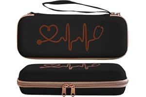 Plaris Stethoscope Case for Nurses for 3M Littmann/MDF/Omron Stethoscopes - Extra Room for Medical Bandage Scissors EMT Trauma Shears and LED Penlight, (Black Rosegold)