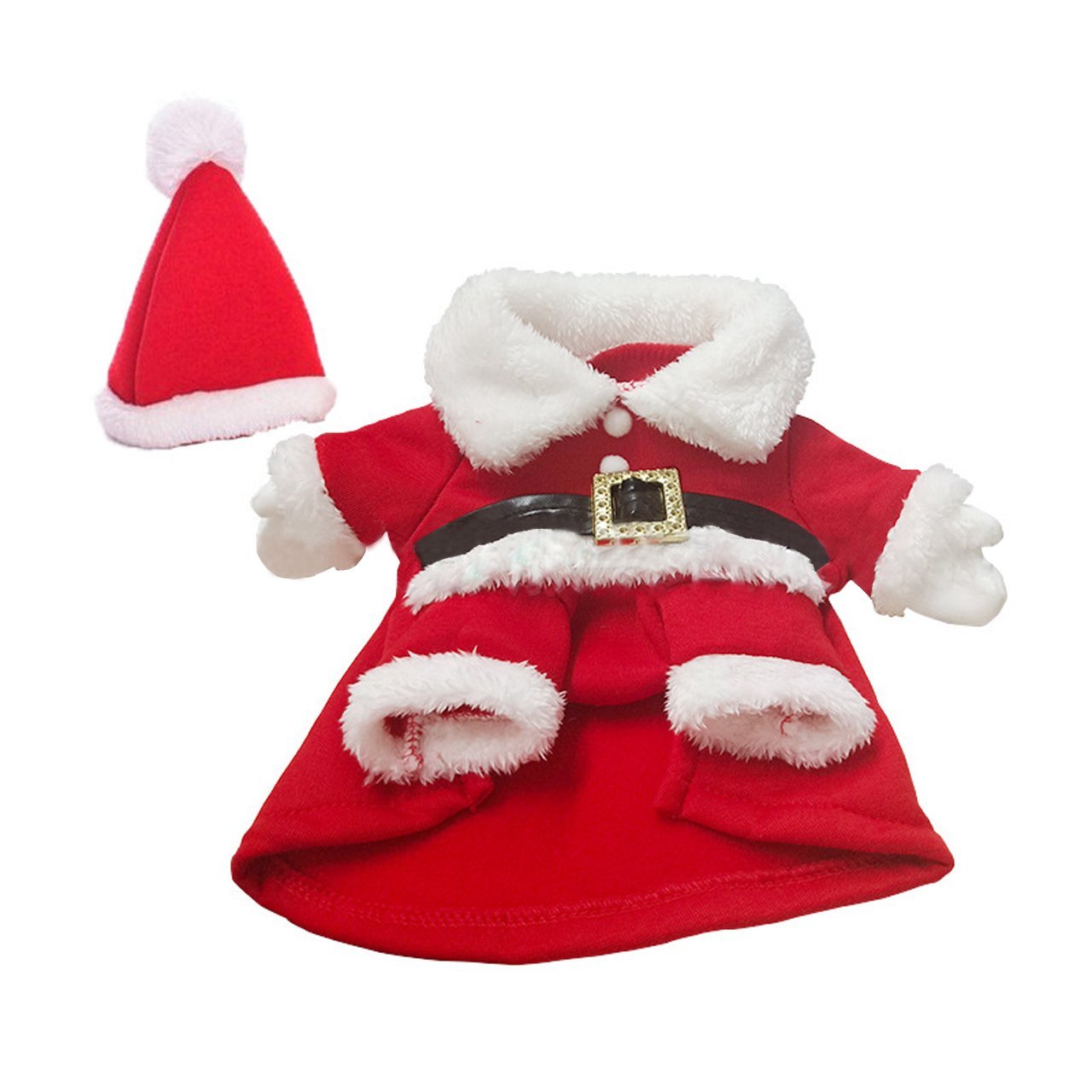 Mogoko Dog Cat Christmas Santa Claus Costume, Funny Pet Cosplay Costumes Suit a Cap, Puppy Fleece Outfits Warm Coat Animal Festival Apparel Clothes (M Size)