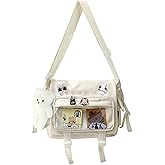 FUKEFUKEUS Kawaii Crossbody Ita Bag for Women with Pin and Pendant-Japanese Messenger Bags Y2K Shoulder Bag