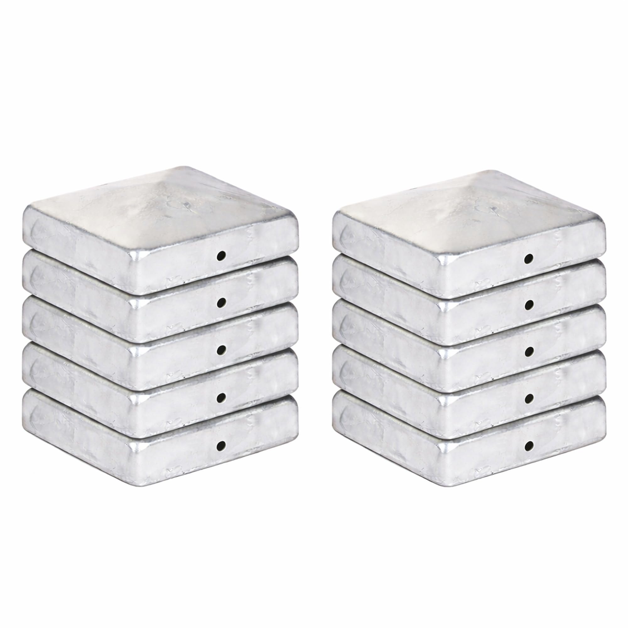 10 x Pyramid Post Caps 91 x 91mm - Hot-Dip Galvanised Steel Weatherproof - For 90 x 90mm Wooden Posts - Includes Fixing Holes