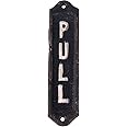NIKKY HOME Pull Door Sign Plate Metal Cast Iron Vertical Signs Store Home Cafes Shops Business Office Farmhouse Antique Retro Handmade Traditional Decor Sign Vintage Decorative Indoor Outdoor, Black