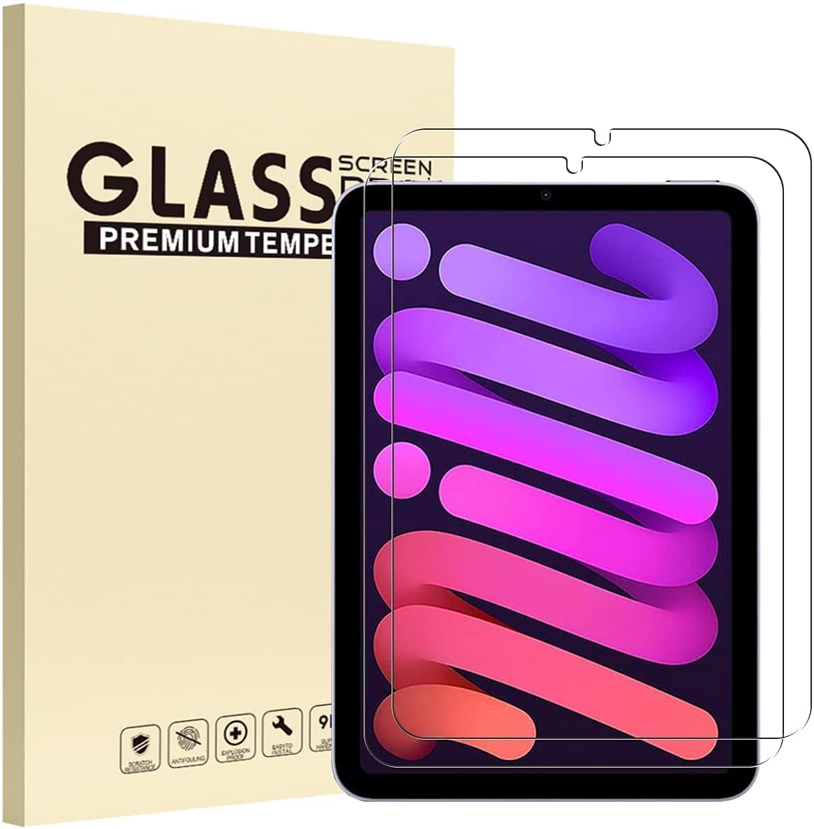 TechDealsUK 2 Pack - Tempered Glass Screen Protector for iPad Mini 6 (2021) 8.3 inch A2567 A2568