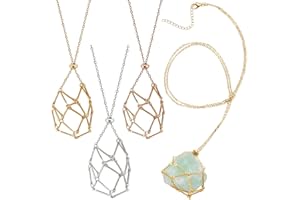 PH PandaHall 3 Colors Crystal Stone Holder 3pcs Crystal Pendant Necklace Adjustable Empty Stone Holder Necklace Crystal Stone