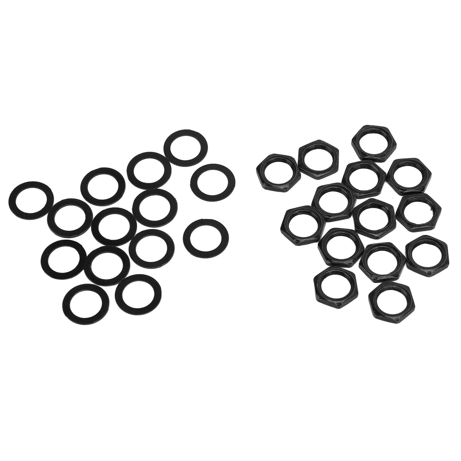 Guitar Nut Washer Kit for Electric Guitar and Bass - Female Jack Socket Nuts & Metal Washers (Black, 3/8 G Size) - Perfect for Guitar Hardware Installation and Bass Setup