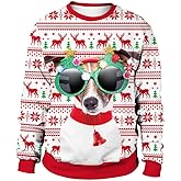 Jumppmile Unisex Ugly Animal Christmas Sweatshirt Crew Neck 3D Xmas Pullover Sweatshirt