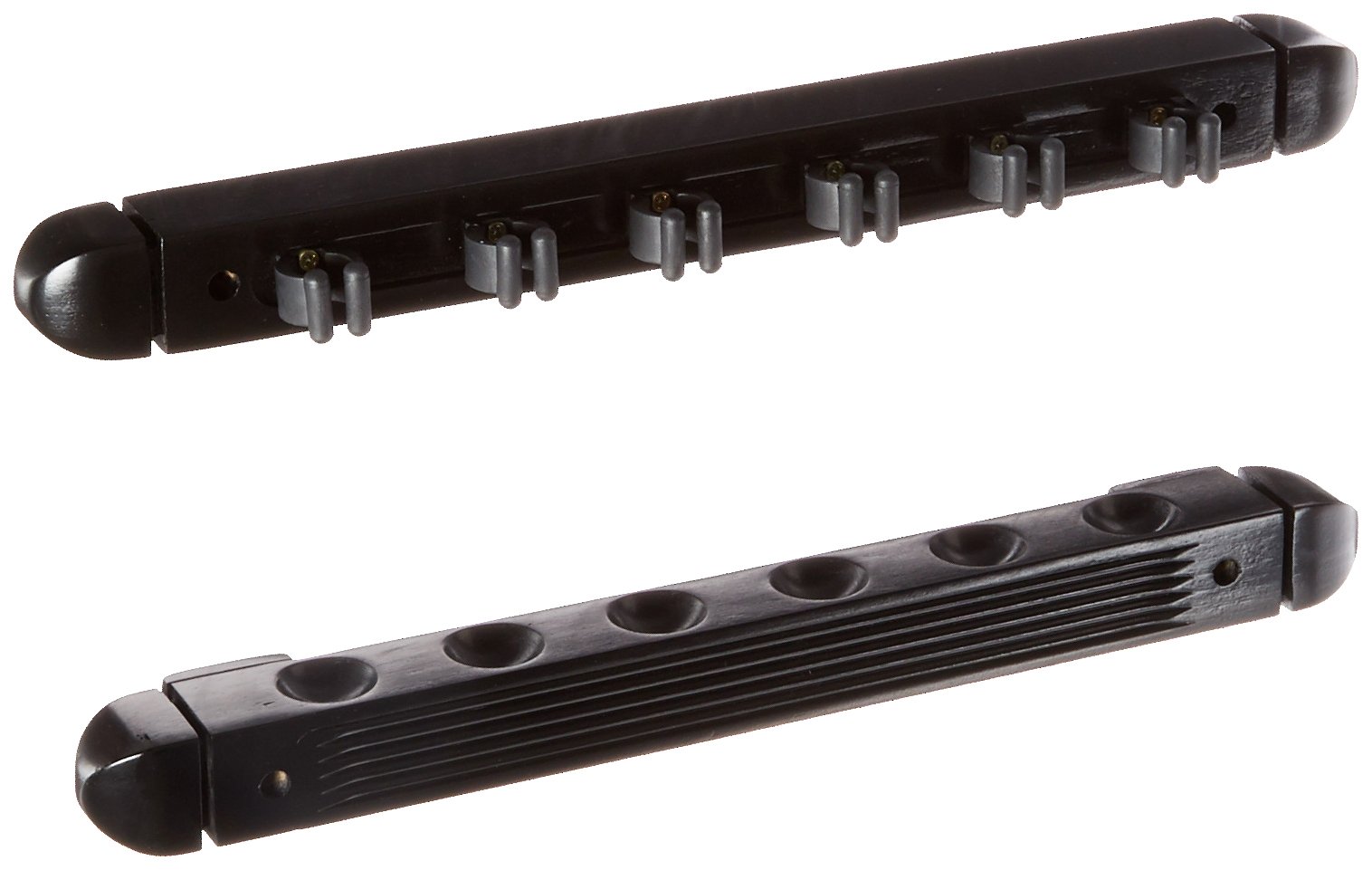 Imperial Roman 2-Piece Wall Mounted Hardwood Billiard/Pool Cue Rack, Holds 6 Cues, Black