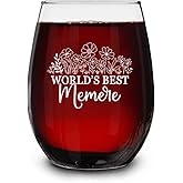 QPTADesignGift World's Best Memere Wine Glass - Gifts For Memere From Grandkids - Birthday Gifts For Memere - Mother's Day Gifts - Memere Wildflowers Wine Glass - Best Memere Floral Wine Glass