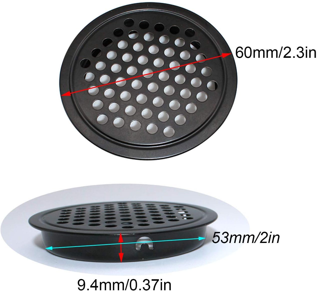 Artisan-SH 6 Pcs Round Ventilation Grilles Vent Mesh Wardrobe Vents- 60mm Stainless Steel Air Vent Cover Cupboard Air Vent Shoe Cabinet Vents Can be Used in Kitchen Bedroom Bathroom (Black) - Image 4