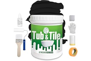 SIX FOXES New upgrade tub and tile paint (With Tools) - [35 Oz,Black] 50-55sq.ft/Twice. countertop paint Water Based &Low Odor, Use to Tub Paint Resurfacing Bathroom Sink Tub Kitchen Countertop