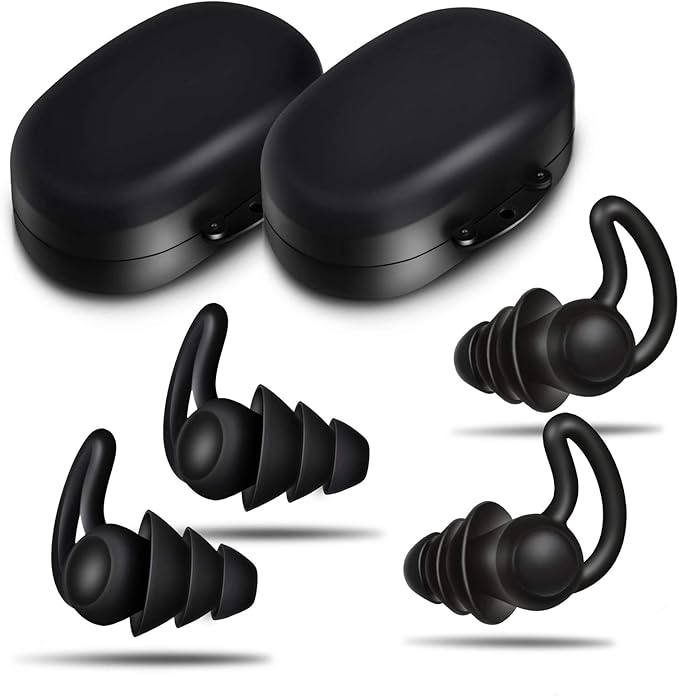 2 Pairs Noise Reduction Ear Plugs for Sleeping, Comfortable Silicone