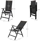 Grand Patio Aluminium Folding Chair with 6-Position Backrest Black view 3