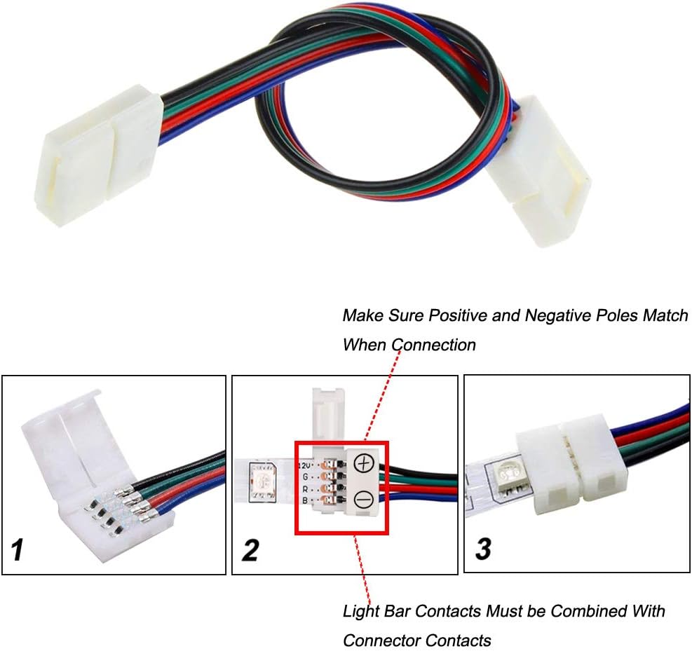 QitinDasen 12Pcs Professional LED Strip Jumper, Non-Waterproof Snap Down Connector, 10mm Solderless, 5050 RGB Compatible - Image 4
