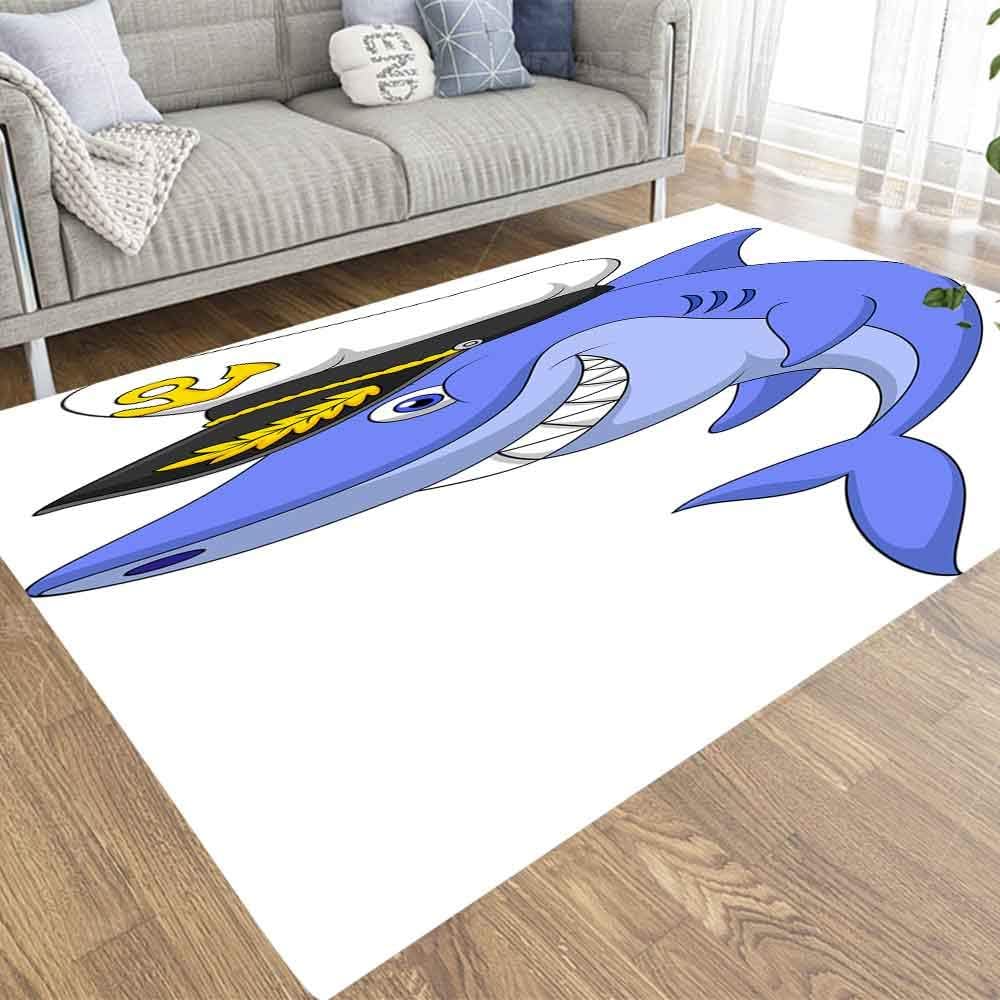 Area Rug Pad,Dethel 5X7 Abstract Area Rug Neutral Area Rug Shark Captain Rustic Area Rugs Area Rugs for Girls Dorm Area Rug