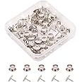 BENECREAT 60 Count Platinum Colors Clutch Pin Backs with Tie Tacks Blank Pins Kit, Locking Bulk Metal Pin Keepers Locking Clasp with Storage Case