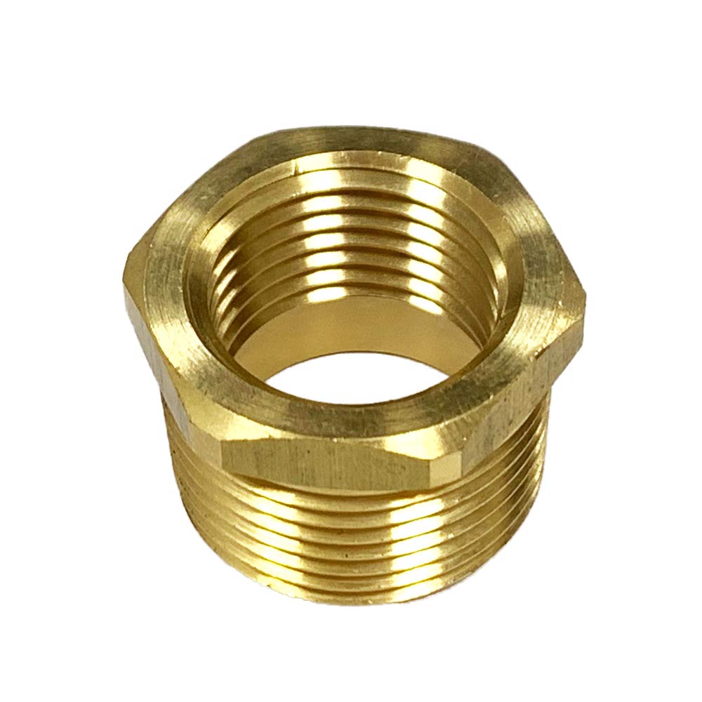NIGO Brass Pipe Fitting, Hex Bushing (1 Pack, 3/4" NPT Male x 1/2" NPT Female)