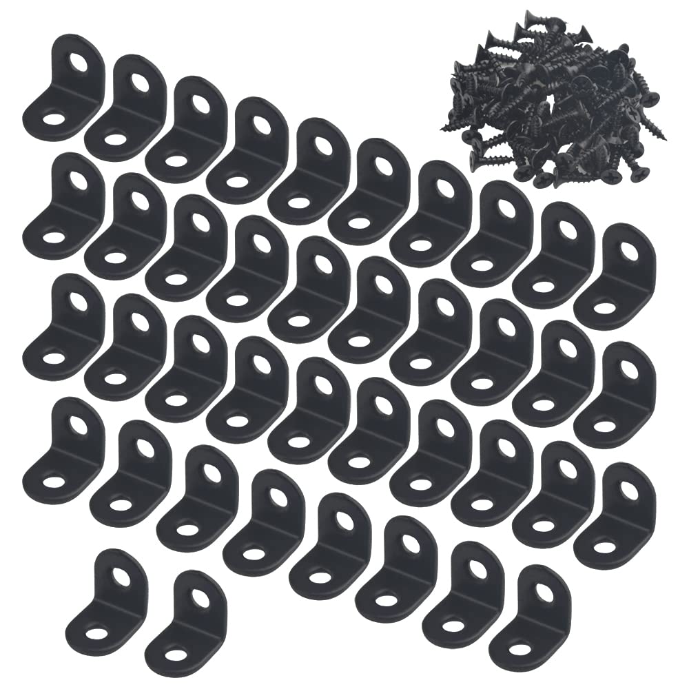 XINMEIWEN 40Pack L Bracket Corner Brace Sets Corner Brace 90 Degrees Right Angled Fastener Connector for Wood Furniture Cabinet Drawer Chair with 80PCS Screws (20mm x 20mm)