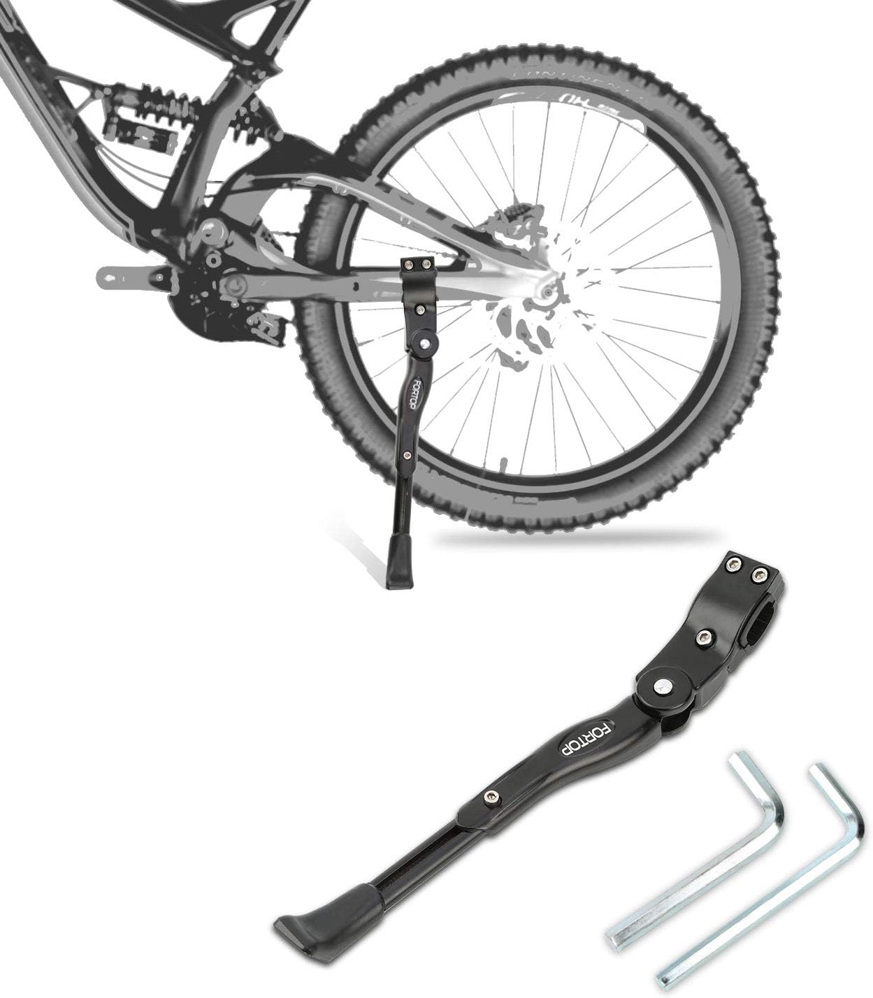 FORTOPBike Kickstand, Adjustable Aluminum Alloy Bicycle Support Kick Stand Fit for 22-29 Inch Mountain Bike/Road Bicycle/BMX/MTB/City Commuter Bike/Kids Bike/Sports Bike/Adult Bike/Road Bike
