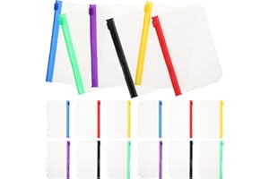 Operitacx 30pcs Waterproof A7 PVC Binder Pockets with Zipper, Hole-Punched 6-Ring Organizer Bags for Planner