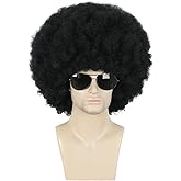 karlery Adult Men Women Afro 70s 80s Curly Black Wig Rocker Party Wig California Halloween Costume Wig