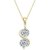 TIMEFASHION 2CT Moissanite Pendant Necklace for Women, D Color 925 Sterling Silver 2-Stone Pendant Infinity Necklace for Wife or Mom Jewelry