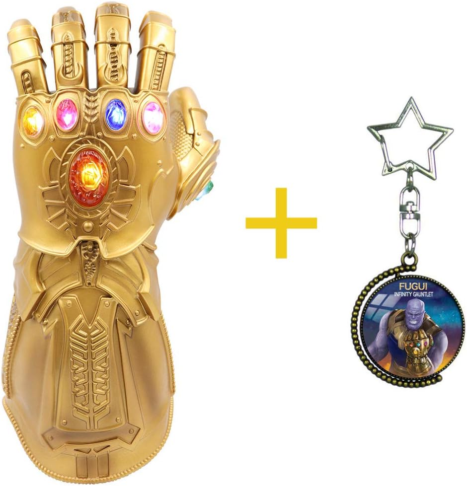 Infinity Gauntlet Thanos Golve with with 6 LED Light Up Gems PVC Good Shape for Kids, Batteries Included