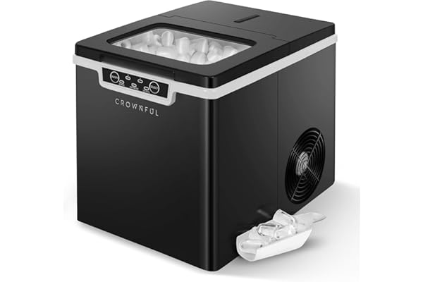 CROWNFUL Ice Maker Countertop Machine, 9 Bullet Ice Cubes Ready in 8 Minutes, 26lbs Ice in 24H, Electric Portable Ice Maker w