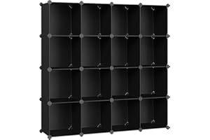 SONGMICS Cube Storage Organizer, 16 Cube Closet Organizers 48.4 x 12.2 x 48.4 Inches, Black ULPC44BK