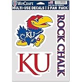NCAA Kansas Jayhawks Decal Multi Use Fan 3 Pack, Team Colors, One Size