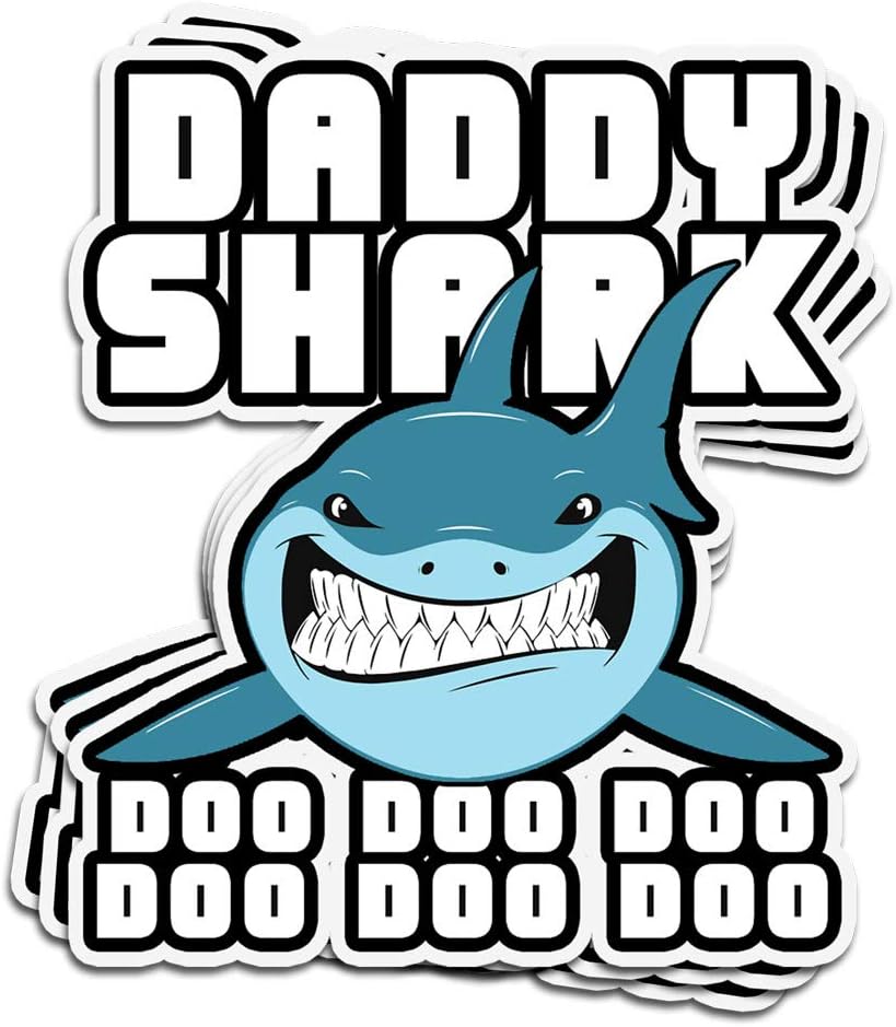 3 PCs Stickers Father's Day Daddy Shark Doo Doo Doo Song Lyrics Gift 4×3 Inch Die-Cut Decals for Laptop Window